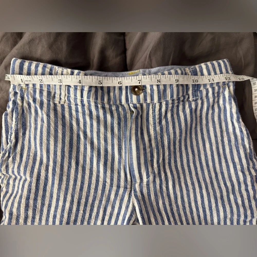 Mini Boden Blue & White Boys Seersucker Shorts w Adjustable Waist Size 10 Years